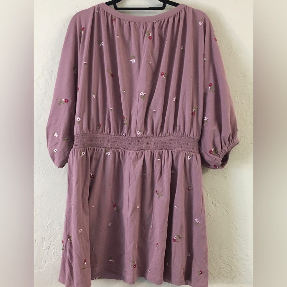 ASOS Embroidered Floral Mini Dress 12 Pink Oversized Relaxed Fit Casual Festival - Picture 8 of 8